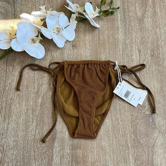 Good American Always Fits Tiny Ties Bottom in Bronze Brown 001 Size 3/4 - Picture 5 of 10